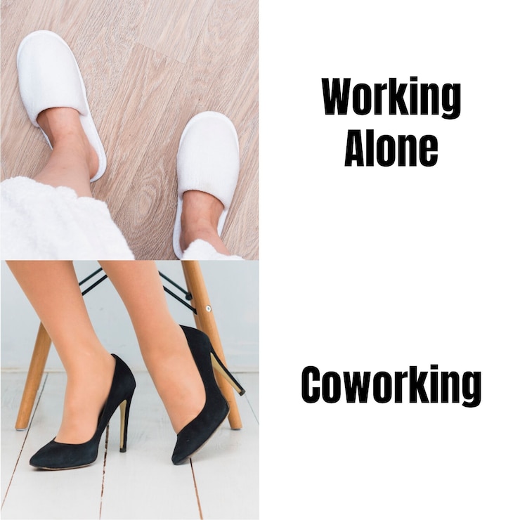 Vector gratuito meme cuadrado simple de trabajar solo versus coworking