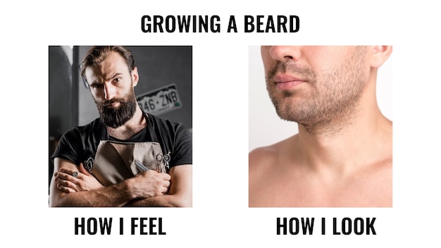 Vector gratuito meme divertido simple de barba larga