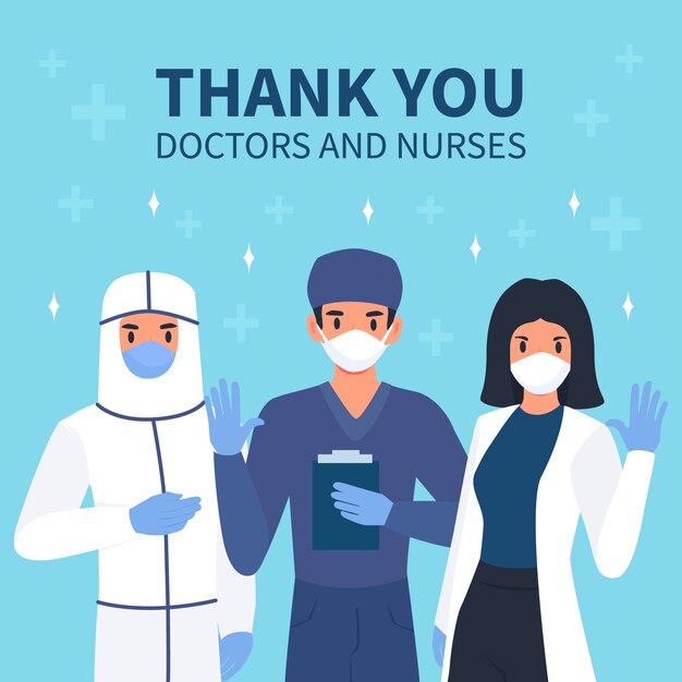 Mensaje de agradecimiento para médicos y enfermeras.