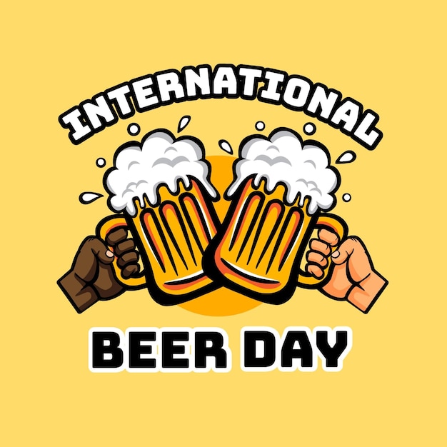 Mensaje del día internacional de la cerveza dibujado a mano