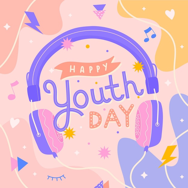 Mensaje ilustrado del día de la juventud con elementos lindos