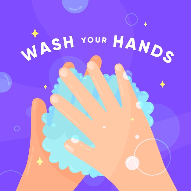 Vector gratuito mensaje motivacional para lavarse las manos