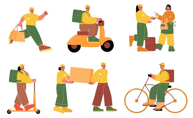 Mensajeros de los trabajadores del servicio de entrega