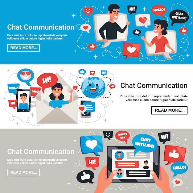 Mensajes de chat electrónicos Banners horizontales