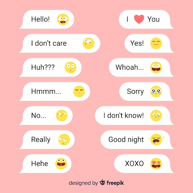 Vector gratuito mensajes cortos con emojis para interacciones sociales