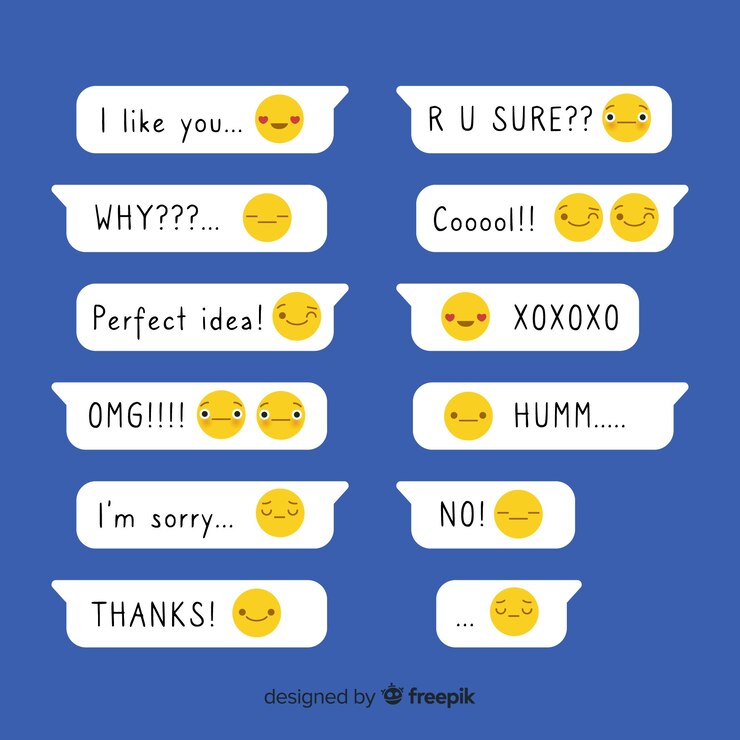 Vector gratuito mensajes de diseño plano con expresiones cerca de emojis