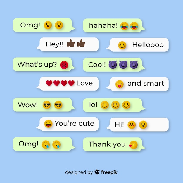 Vector gratuito mensajes con reacciones emojis