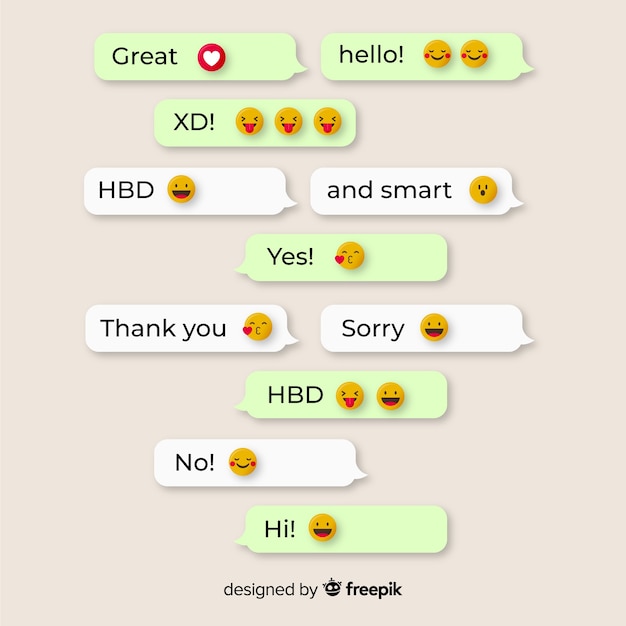 Vector gratuito mensajes con reacciones emojis