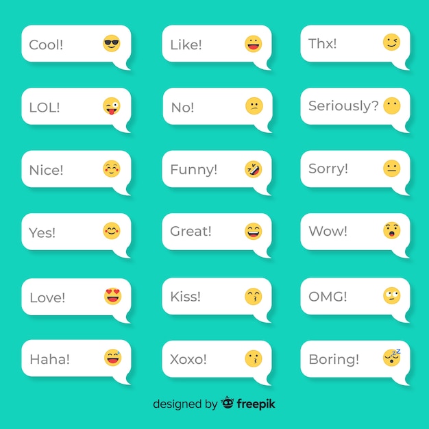 Vector gratuito mensajes con reacciones emojis