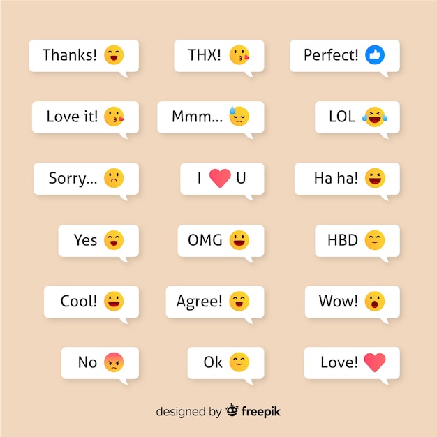 Vector gratuito mensajes con reacciones emojis