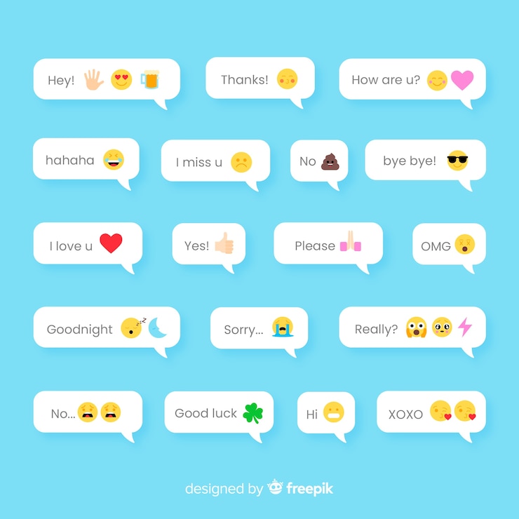 Vector gratuito mensajes con reacciones emojis