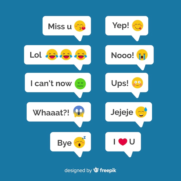 Vector gratuito mensajes con reacciones emojis