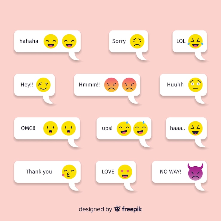Vector gratuito mensajes con reacciones emojis