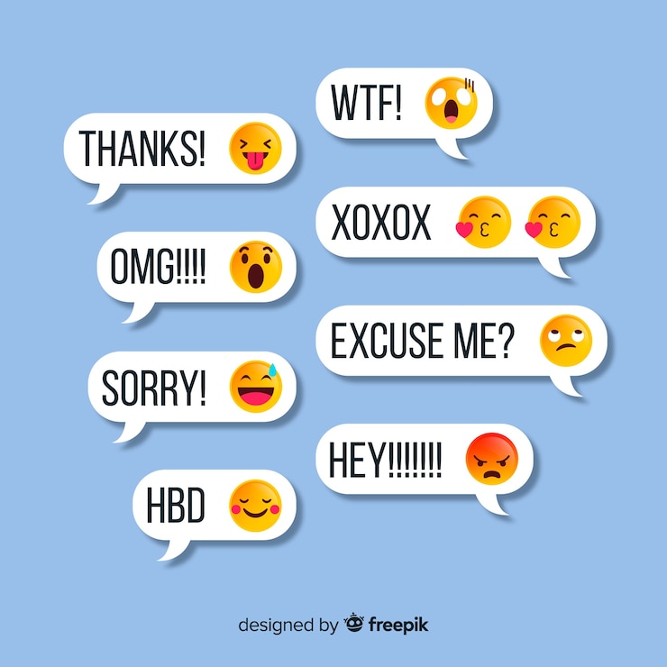 Vector gratuito mensajes simples con plantilla de emoji