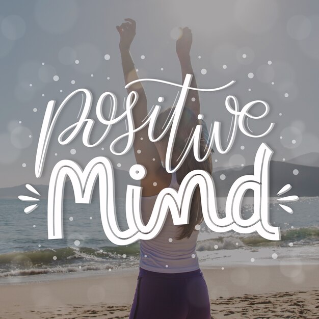 Mente positiva letras con foto