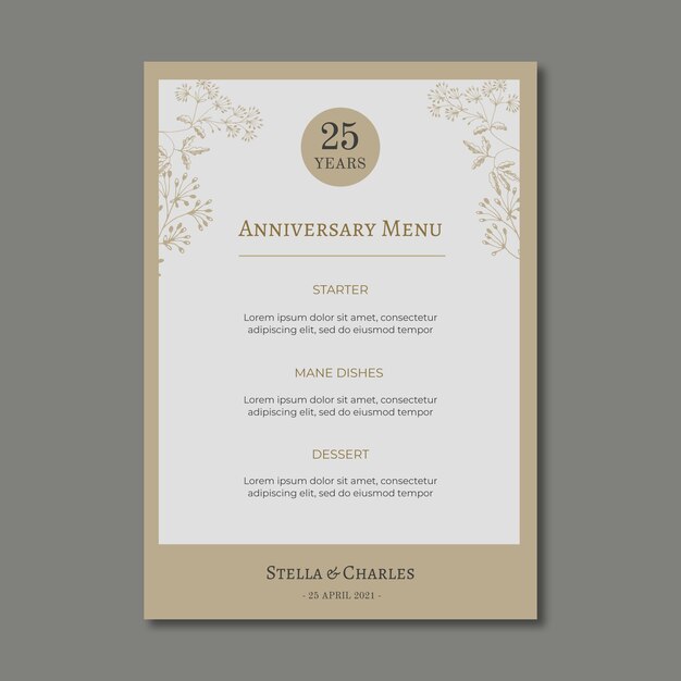 Menú aniversario 25 años