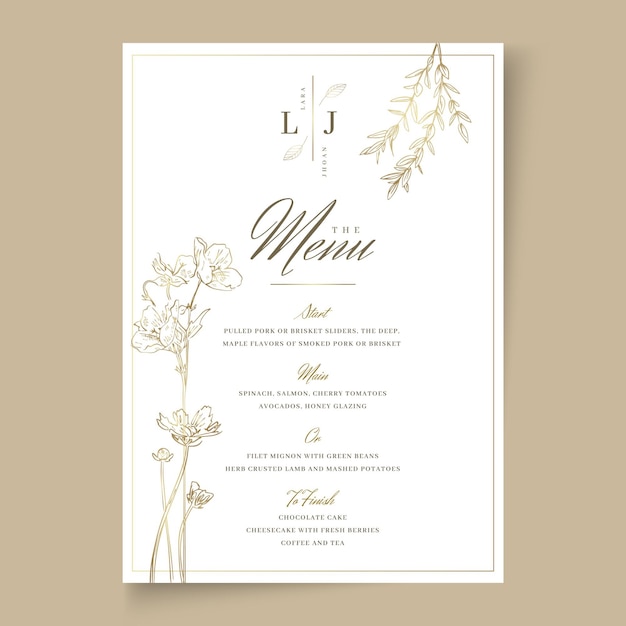 Menú de boda mínimo