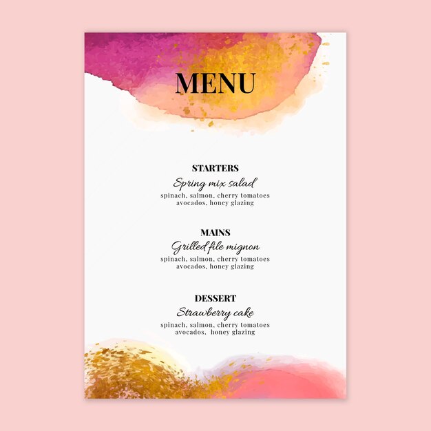 Menú de boda mínimo
