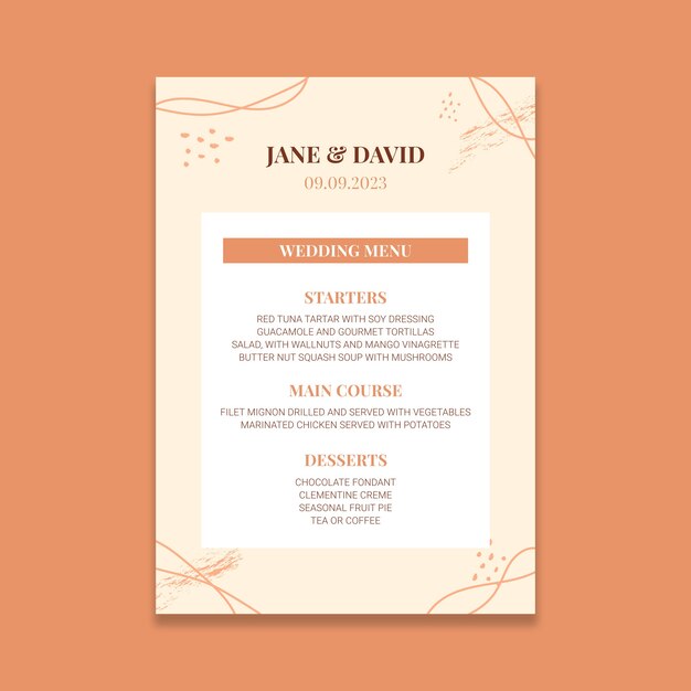 Menú de boda ondas crema