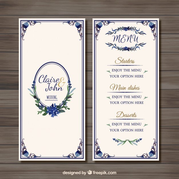 Menú de la boda Ornamentales
