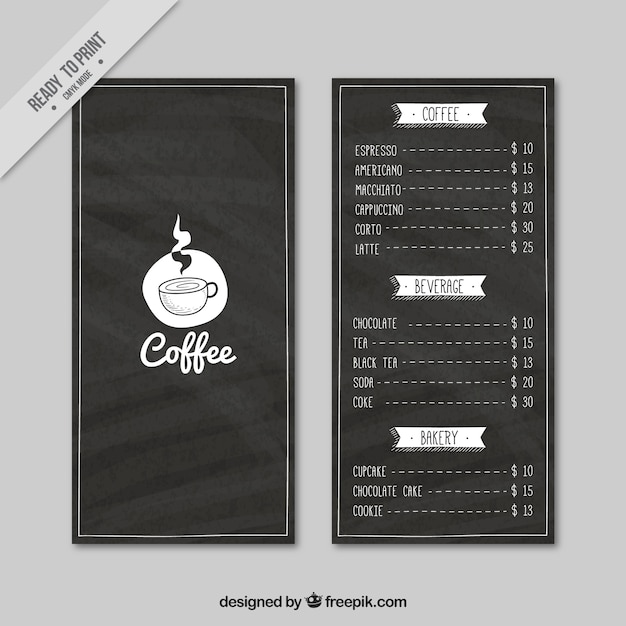 Menú de cafetería retro 