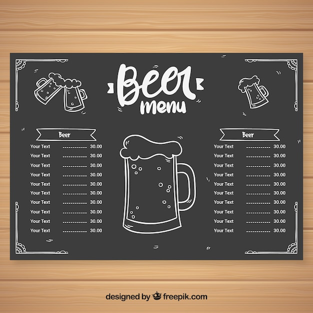 Menu de cerveza en estilo de tiza