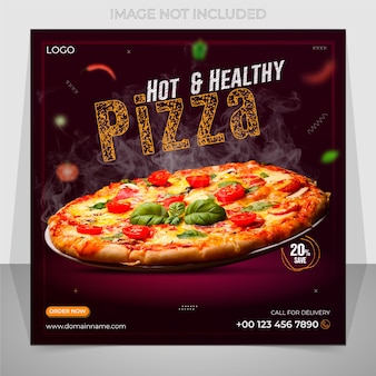 Menú de comida rápida de pizza saludable instagram y publicación de comida en redes sociales