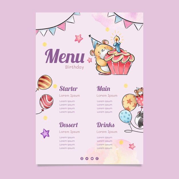 Menú de cumpleaños para niños