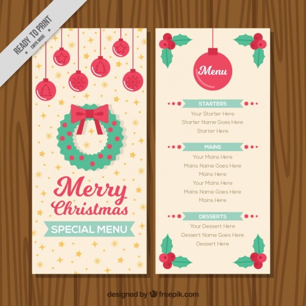 Menú con decoración navideño 