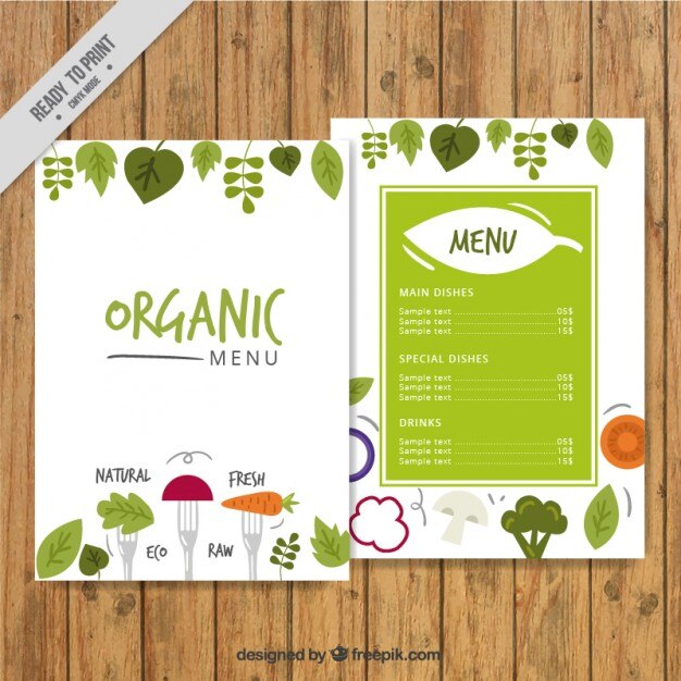 Menú ecológico bonito dibujado a mano 