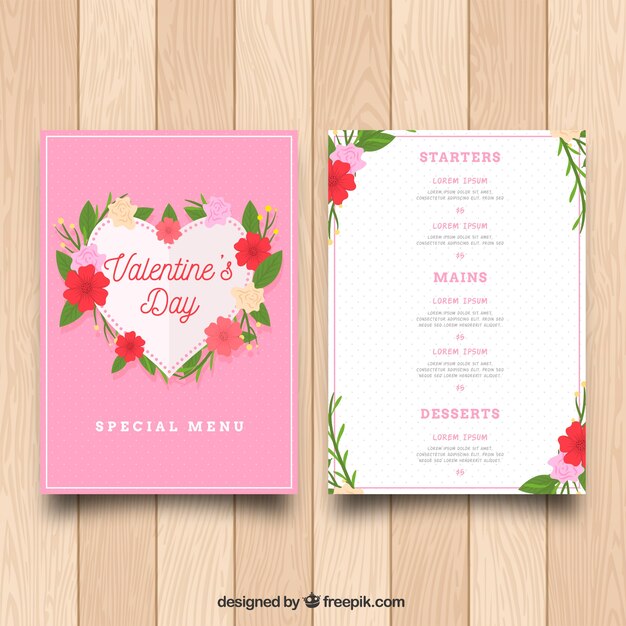 Menú floral de san valentin