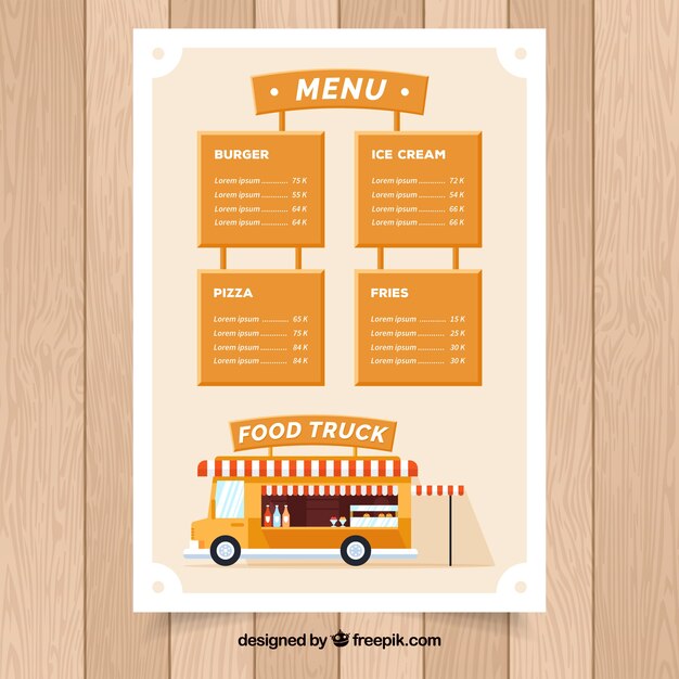 Menú de food truck con estilo tierno
