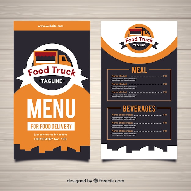 Vector gratuito menú de food truck moderno y con estilo