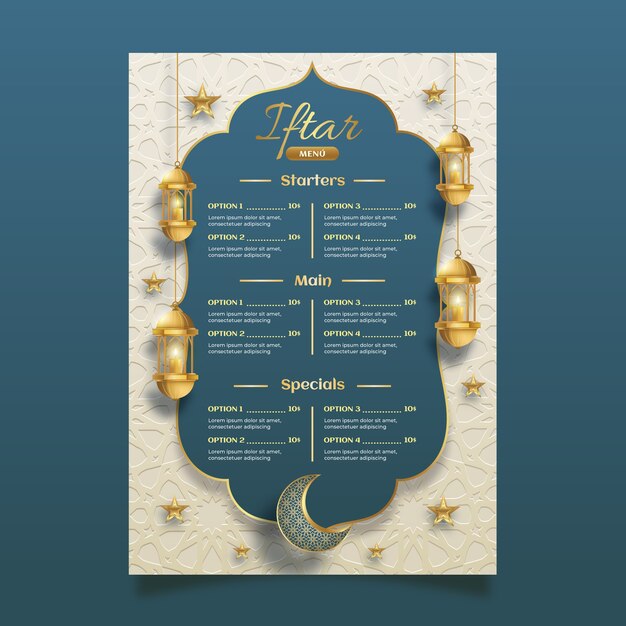 Menú iftar realista