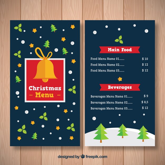 Menú de navidad con campana