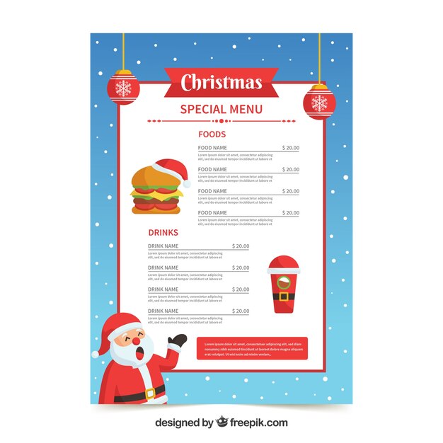 Menú navideño de santa claus
