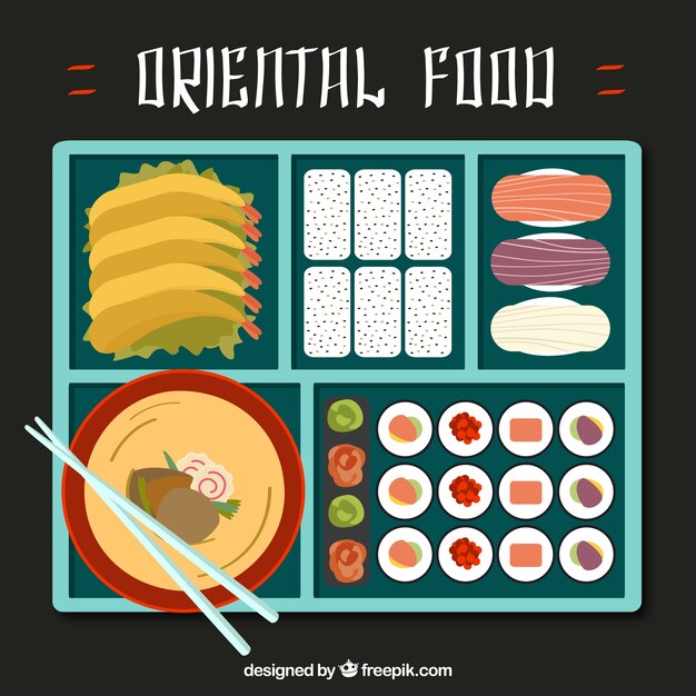 Menú oriental en la vista superior