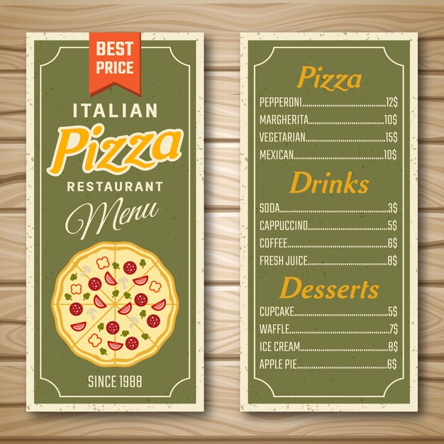 Menú de pizzerías italianas