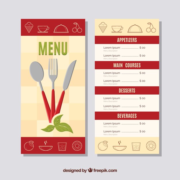 Menú de restaurante con cubiertos