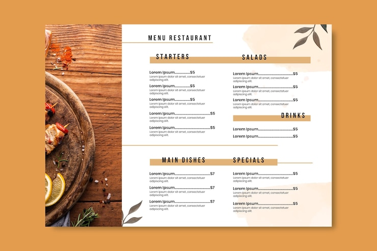 Vector gratuito menú de restaurante rústico acuarela pintado a mano