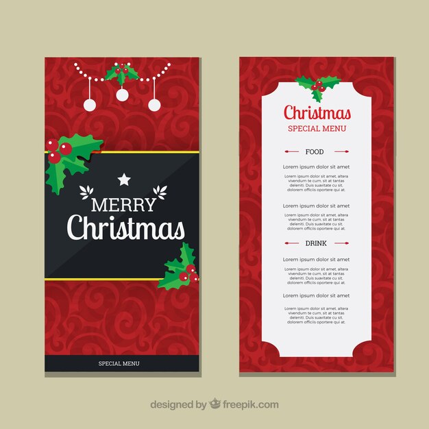 Menú retro con detalles navideños