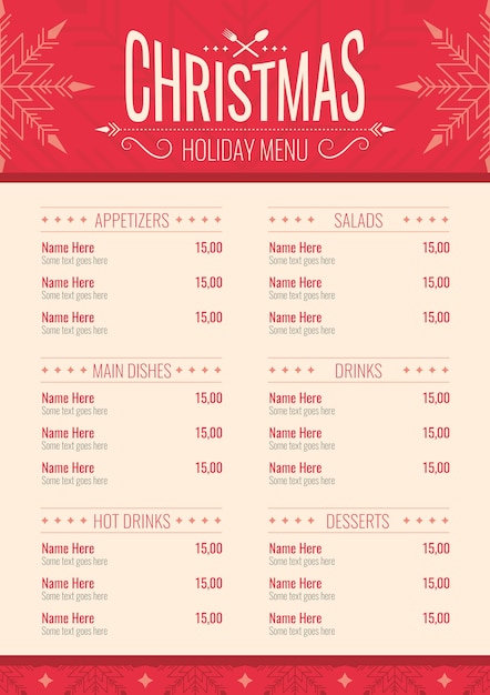 Menú rojo de navidad