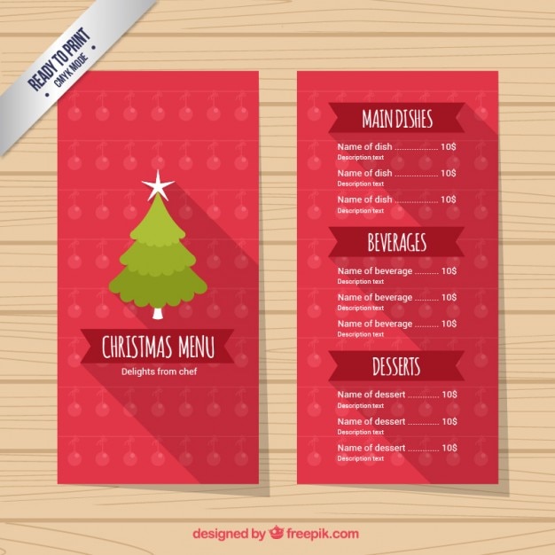 Menú rojo de navidad