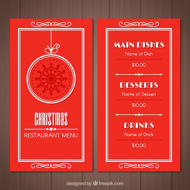 Menú rojo de navidad