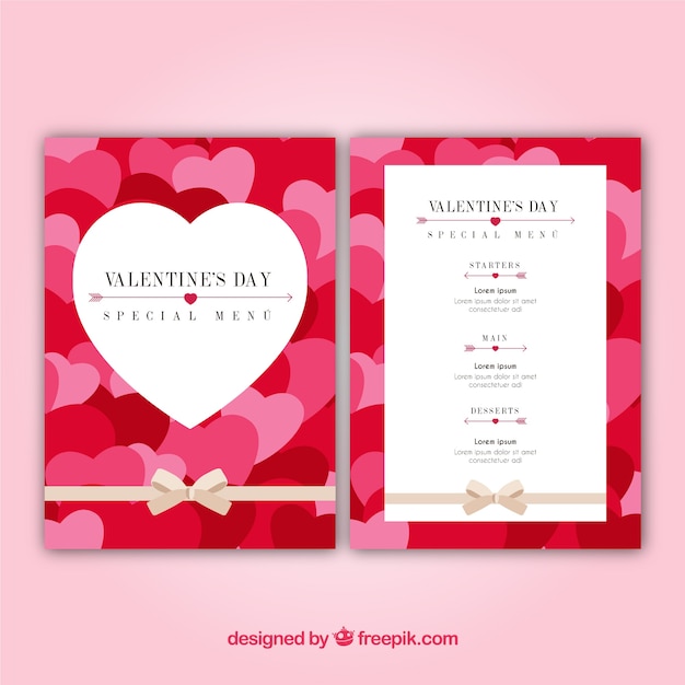 Vector gratuito menú de san valentín con ilustración