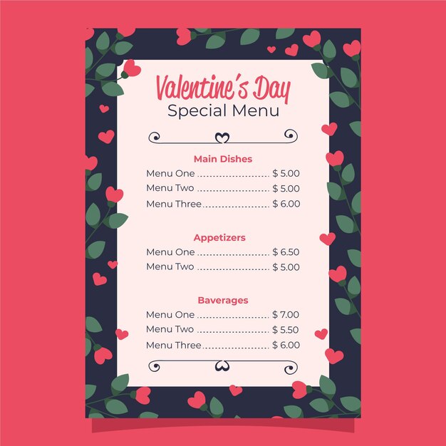 Menú de San Valentín