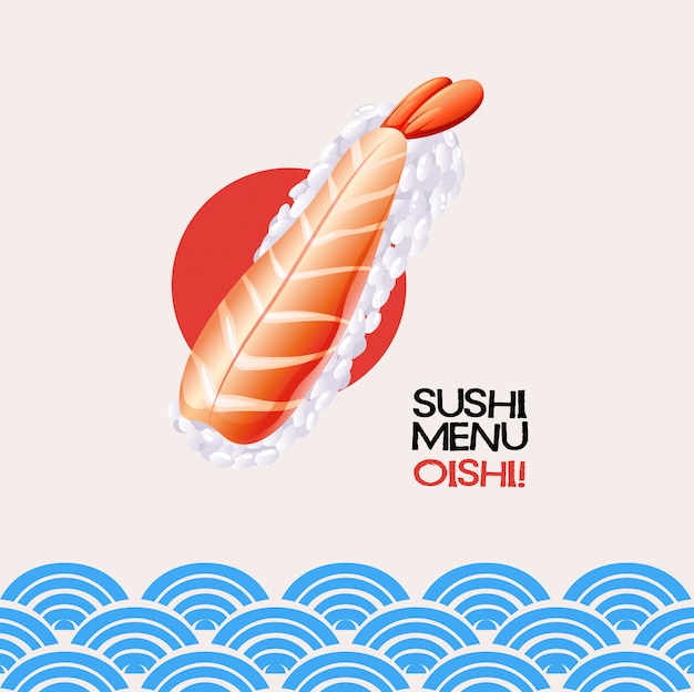 Vector gratuito menú de sushi en cartel.