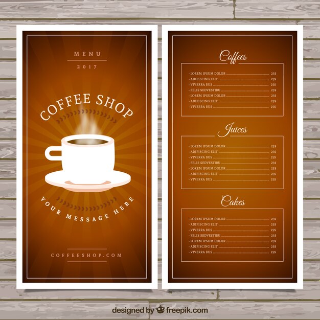 Menú de taza de café