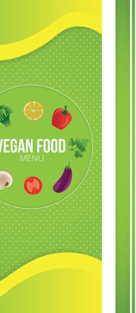 Menu vegano verde abstracto con comida