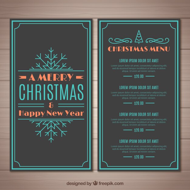 Menú vintage de navidad y año nuevo 